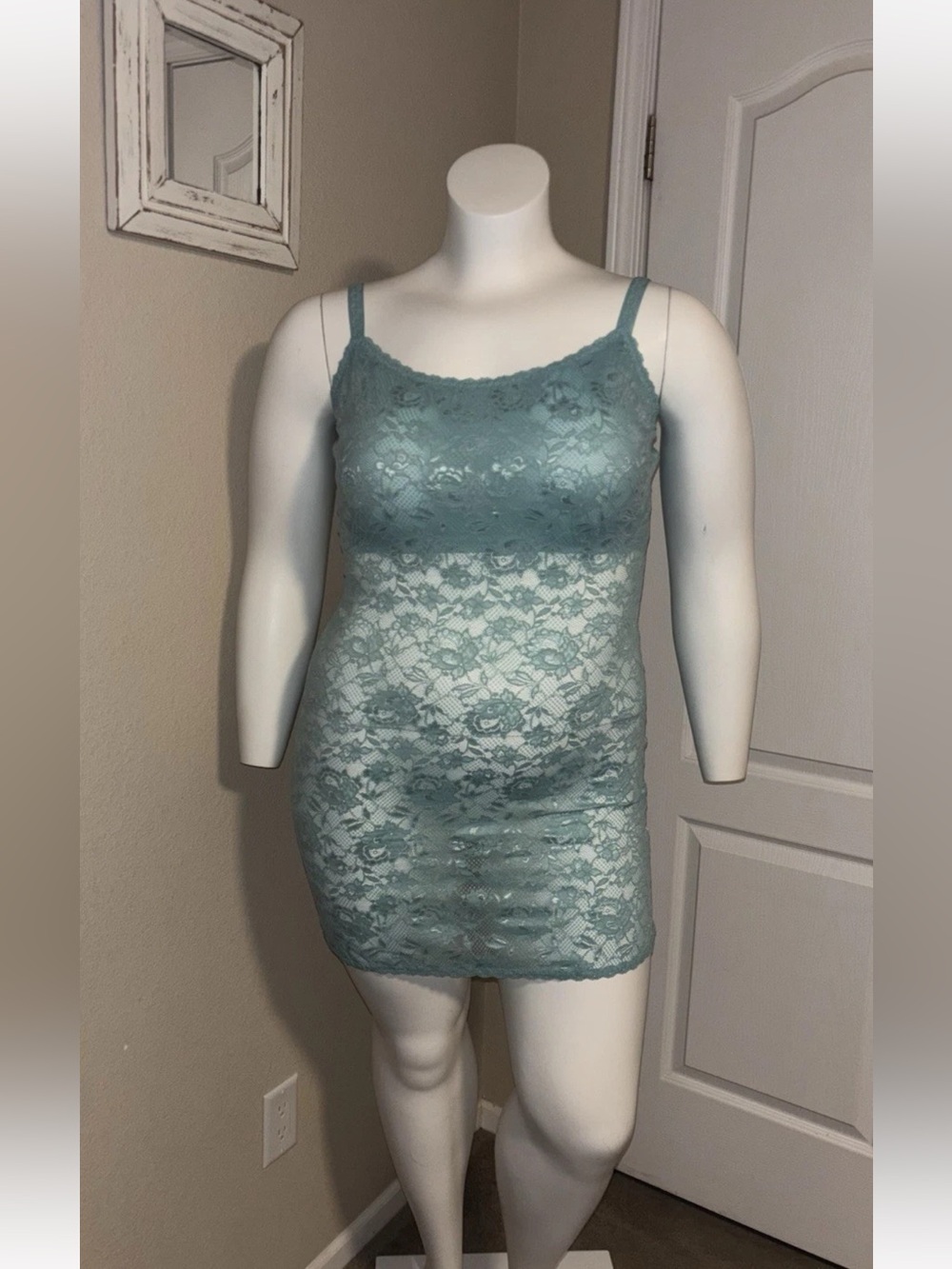 Cosabella Never Say Never Curvy Foxie Chemise in Blu Capri Sz XL (38H-40H) NWT